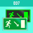 Знак E07 «Направление к эвакуационному выходу направо вниз» (фотолюм. пластик, 300х150 мм)